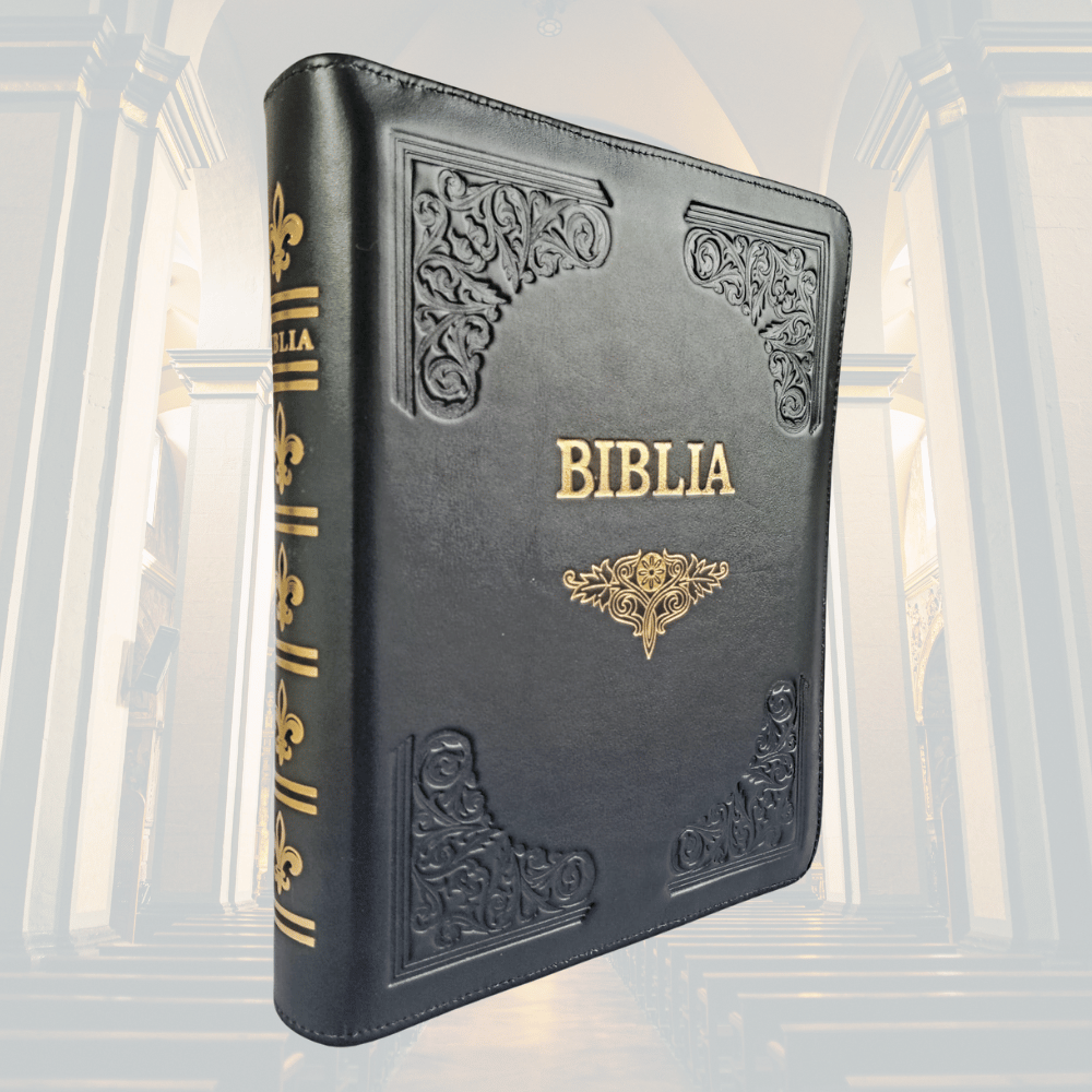 Biblia de studiu inductiv (trad. D. Cornilescu), piele naturala handmade, neagra, fermoar, margini aurii Biblia de studiu inductiv (trad. D. Cornilescu), piele naturala handmade, neagra, fermoar, margini aurii