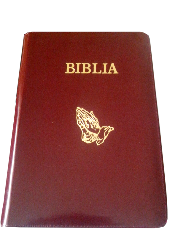 Biblia foarte mare, piele, visinie, fermoar, scris mare  [083 PF]