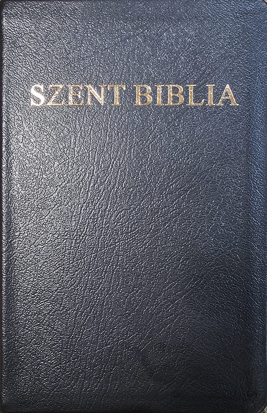 Szent Biblia közepes méret (Biblia medie), copertă din piele neagră, margini aurii, index pe cotor [063]