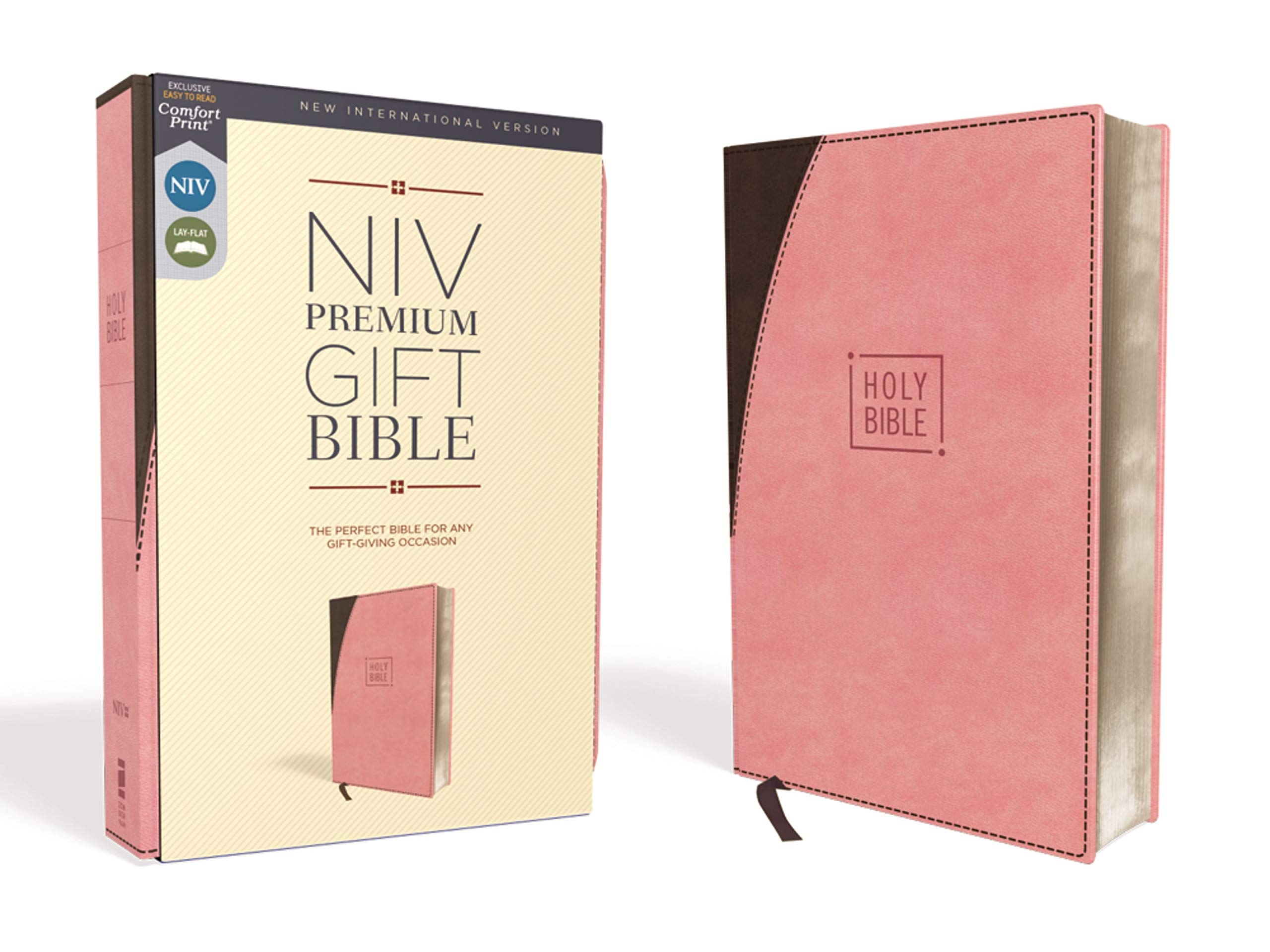 Biblia in limba engleza - Niv, Premium Gift Bible, Leathersoft, Pink/Brown, Red Letter Edition, Comfort Print Imitation Leather