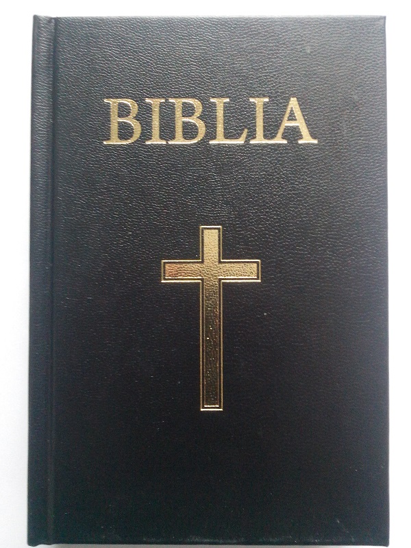 Biblia mica, neagra, cu coperta tare, cu trimiteri, cu cruce [043 CT](ANTICARIAT)