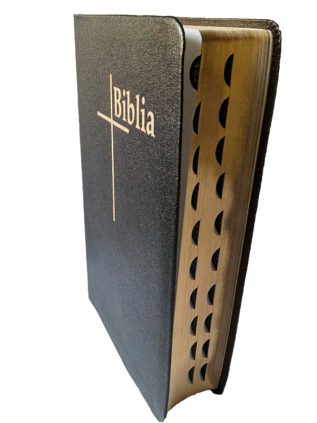 Biblia Thompson, marime medie, piele, neagra, fara fermoar, margini aurii, index Biblia Thompson, marime medie, piele, neagra, fara fermoar, margini aurii, index