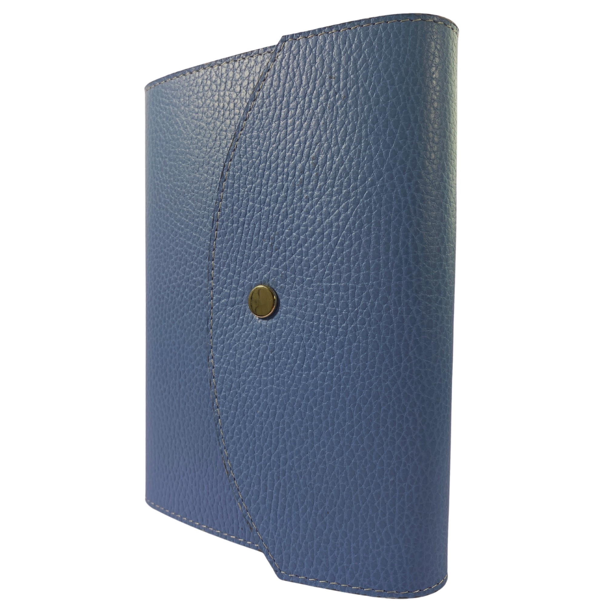 Biblia marime medie, bleu ciel, piele, inchidere clapeta cu capsa 2, margini aurii, index, cuv. lui Isus cu rosu [MAR 057 PCI]