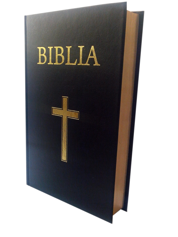 Biblie marime medie, cartonata, neagra, aurita, cu cruce [063 CTA]