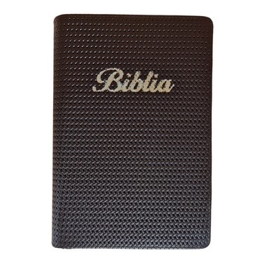 Biblie mare, piele, maro texturat, fermoar, index, margini argintii, cuv. Isus cu rosu + inel pentru pix [MAR 073 PFI]