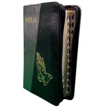 Biblia mica, coperta piele, culoare, gri sidefat cu negru sidefat, index, fermoar, margini aurii,  simbolul maini, cuv. lui Isus in rosu [047 PFI]