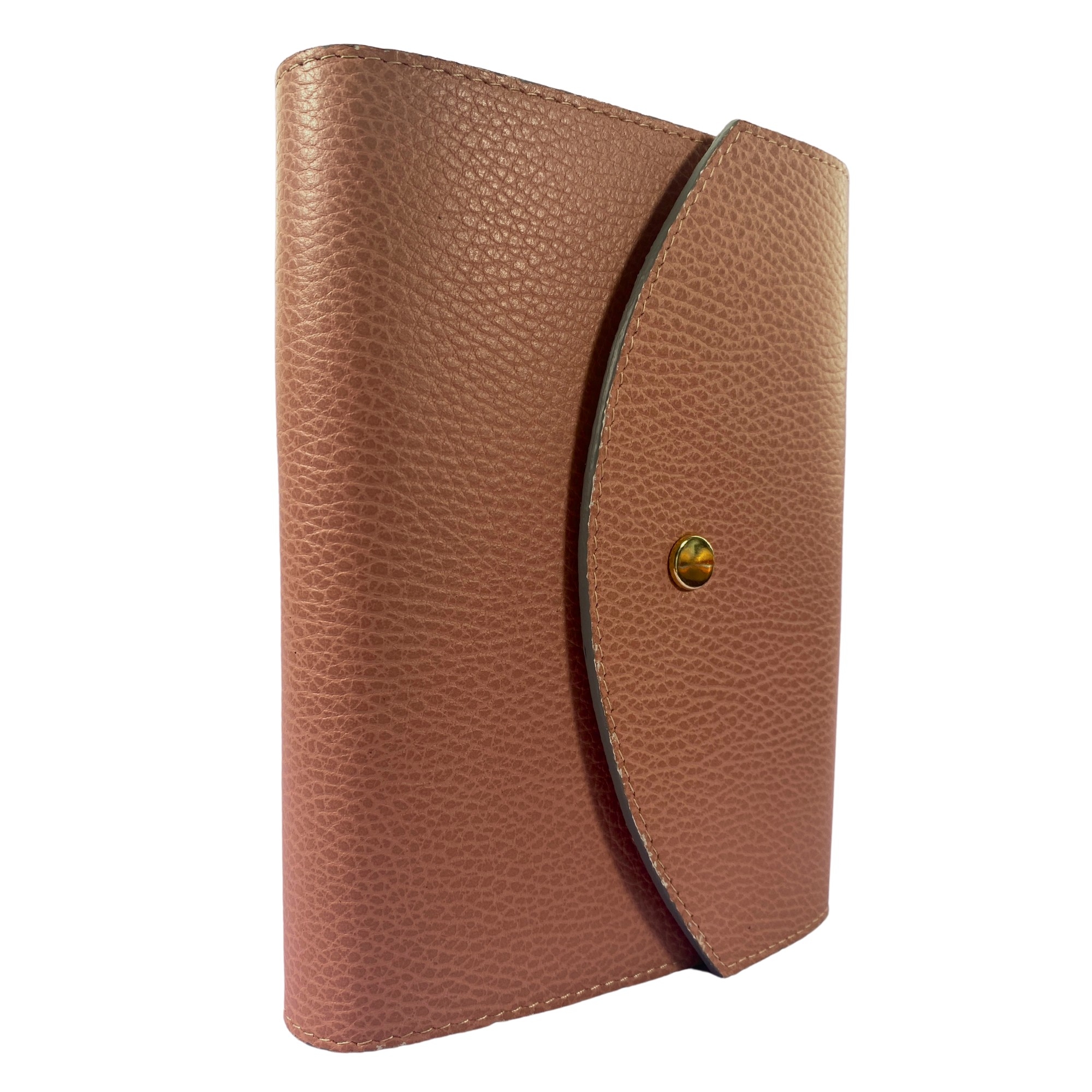 Biblia marime medie, roz pal, piele, inchidere clapeta cu capsa 2, margini aurii, index, cuv. lui Isus cu rosu [MAR 057 PCI]