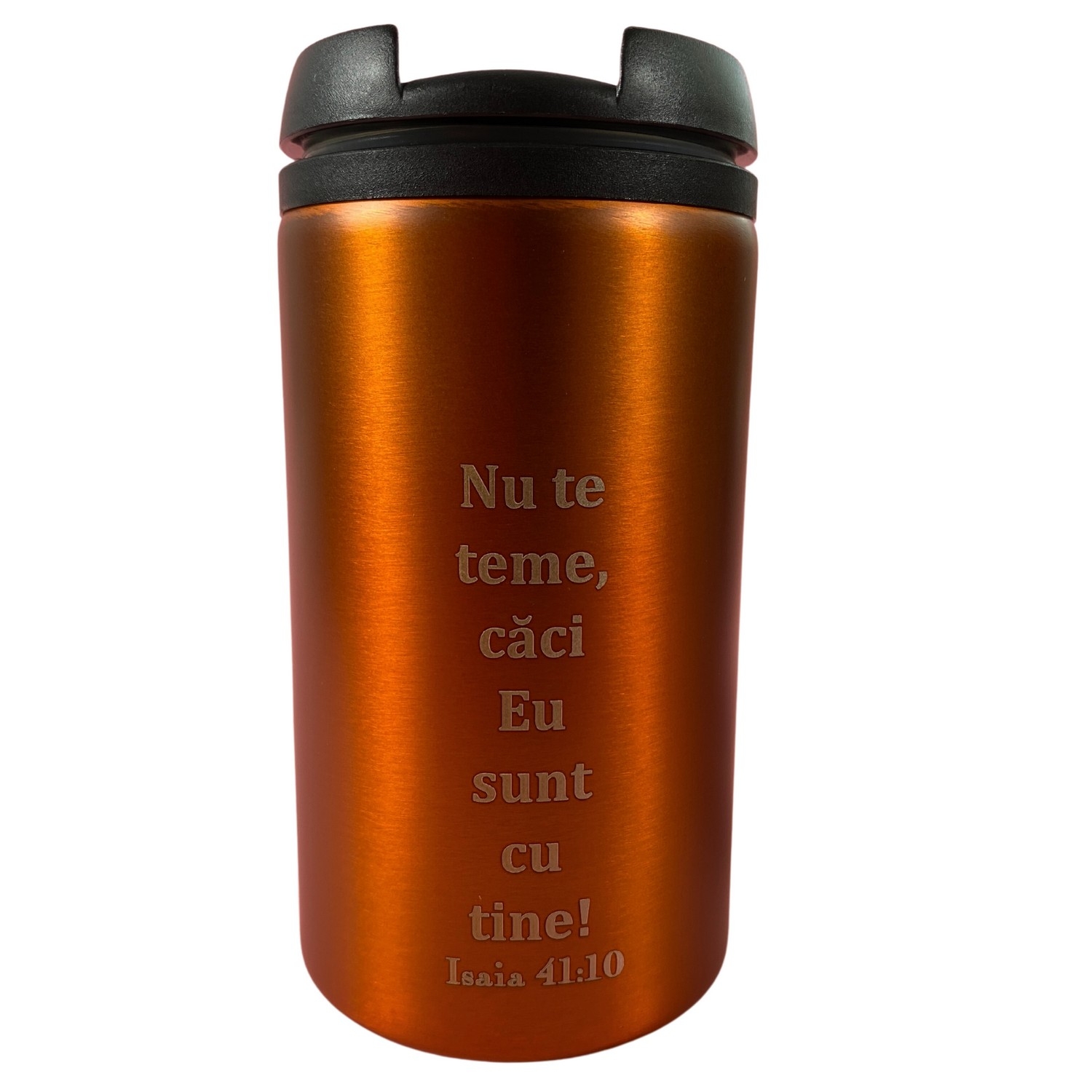 Pahar termos, metalic, arămiu - "Nu te teme!" Pahar termos, metalic, arămiu - "Nu te teme!"