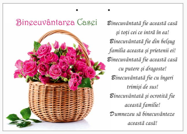 Poster cu verset A4 - "Binecuvântată fie această casă şi toţi cei ce intră în ea! ..." [29]