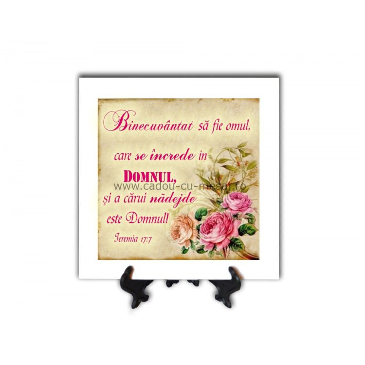 Tablou vintage - Binecuvântat să fie omul (20x20 cm)