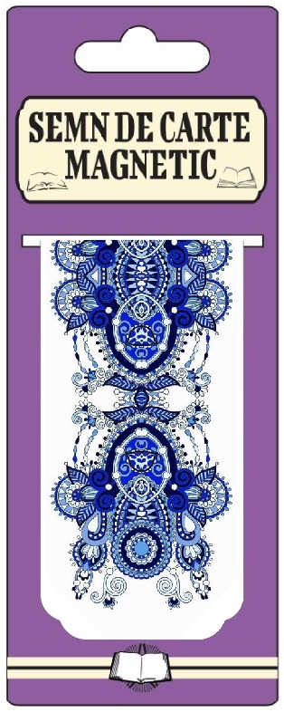 Semn de carte magnetic - Model 1, albastru Semn de carte magnetic - Model 1, albastru