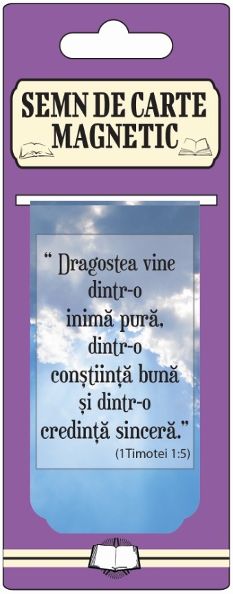Semn de carte magnetic - Dragostea vine dintr-o inima pura (1 Timotei 1:5) Semn de carte magnetic - Dragostea vine dintr-o inima pura (1 Timotei 1:5)