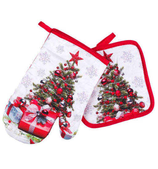 Set manusa de bucatarie + servet termoizolant, Craciun - Brad Set manusa de bucatarie + servet termoizolant, Craciun - Brad