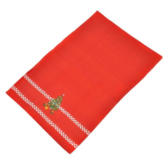 Prosop de bucatarie de Craciun, bumbac, rosu - Brad (40x60 cm) Prosop de bucatarie de Craciun, bumbac, rosu - Brad (40x60 cm)