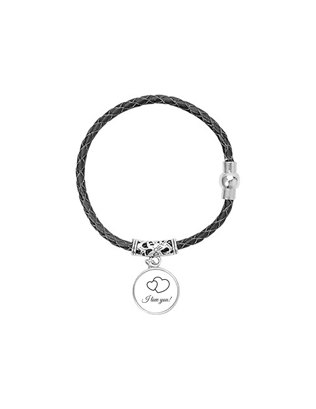 Brățară din piele personalizată cu text – I love you