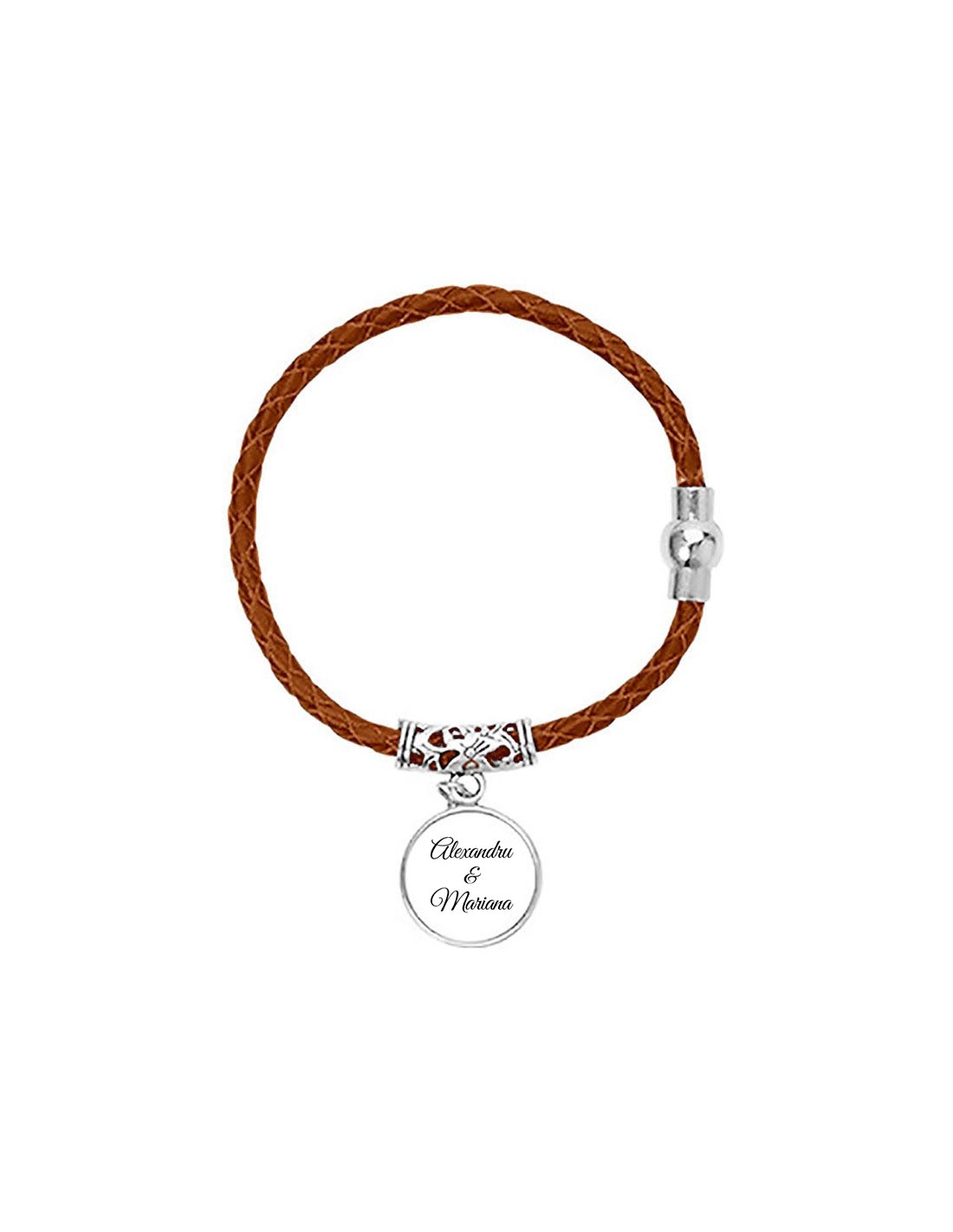 Brățară din piele personalizată cu două nume – Cuplu