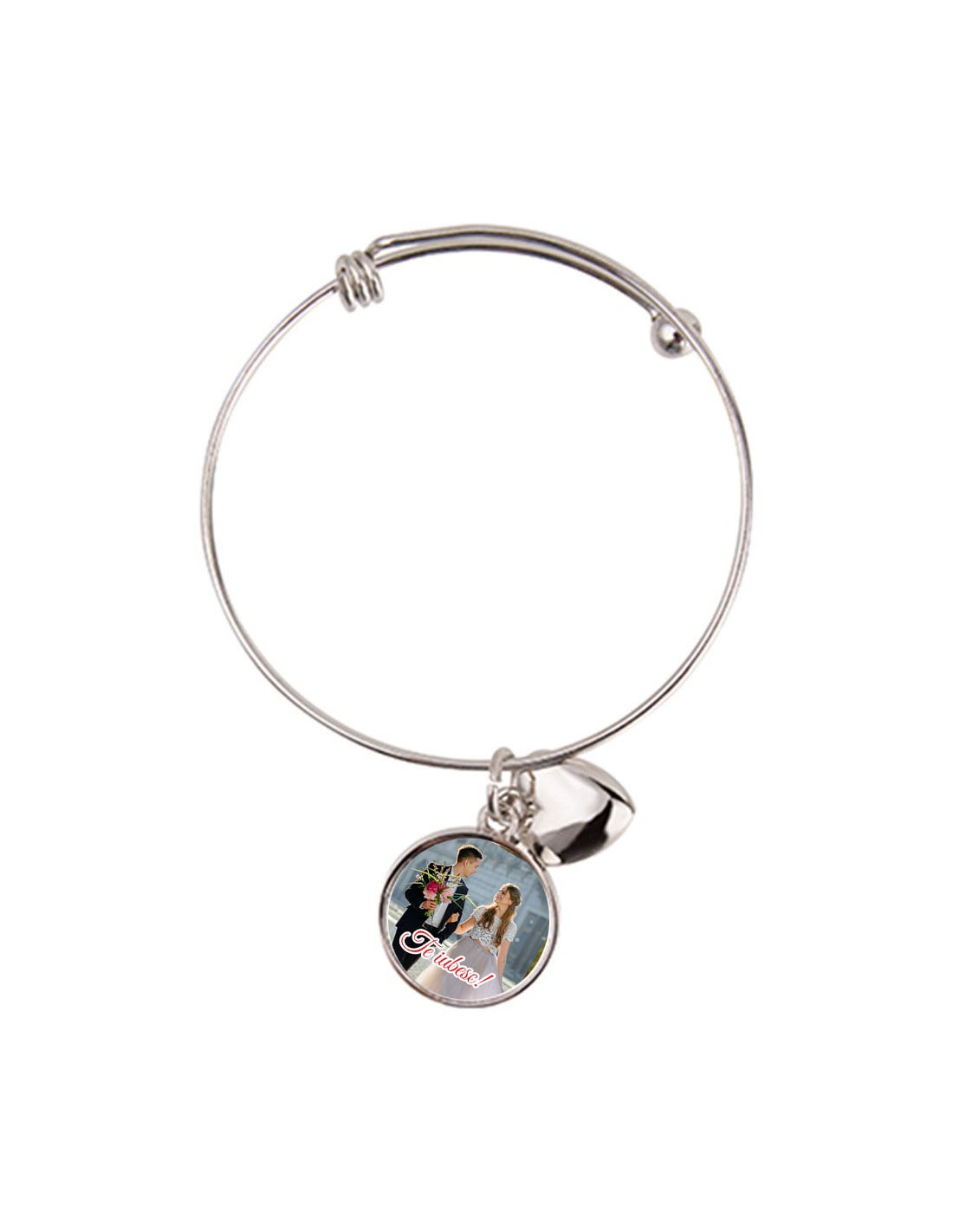 Brățară metalică personalizată cu poză – Te iubesc