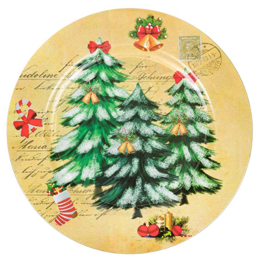 Platou decorativ rotund - Craciun - Brazi (33 cm) Platou decorativ rotund - Craciun - Brazi (33 cm)