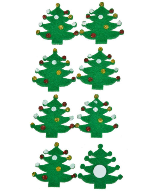 Autocolante decorative de Craciun - Brazi verzi, 8 buc.