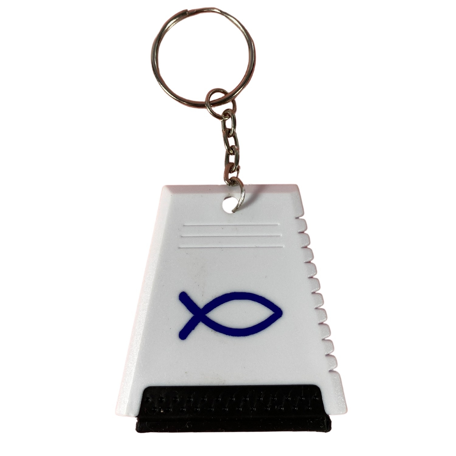 Breloc racleta din plastic - pește albastru Breloc racleta din plastic - pește albastru