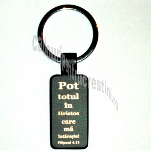Breloc metalic cu mesaj  - Pot totul in Hristos care ma intareste! Breloc metalic cu mesaj  - Pot totul in Hristos care ma intareste!