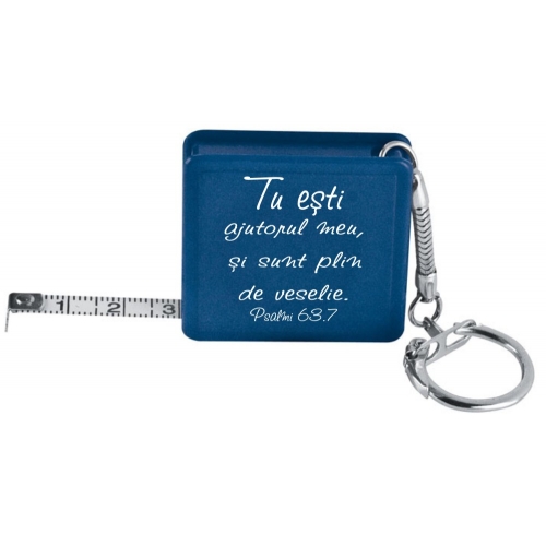 Breloc cu ruleta si verset biblic - Tu esti ajutorul meu - albastru Breloc cu ruleta si verset biblic - Tu esti ajutorul meu - albastru