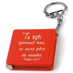 Breloc cu ruleta si verset biblic - Tu esti ajutorul meu - rosu Breloc cu ruleta si verset biblic - Tu esti ajutorul meu - rosu