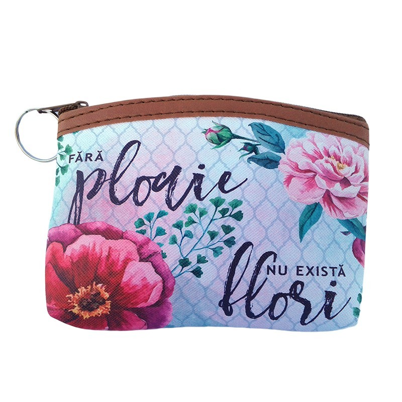 Breloc tip portofel, cu flori Breloc tip portofel, cu flori
