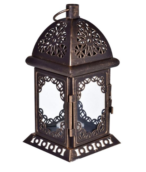 Felinar metalic bronz pentru lumanare (10x20.5 cm) Felinar metalic bronz pentru lumanare (10x20.5 cm)