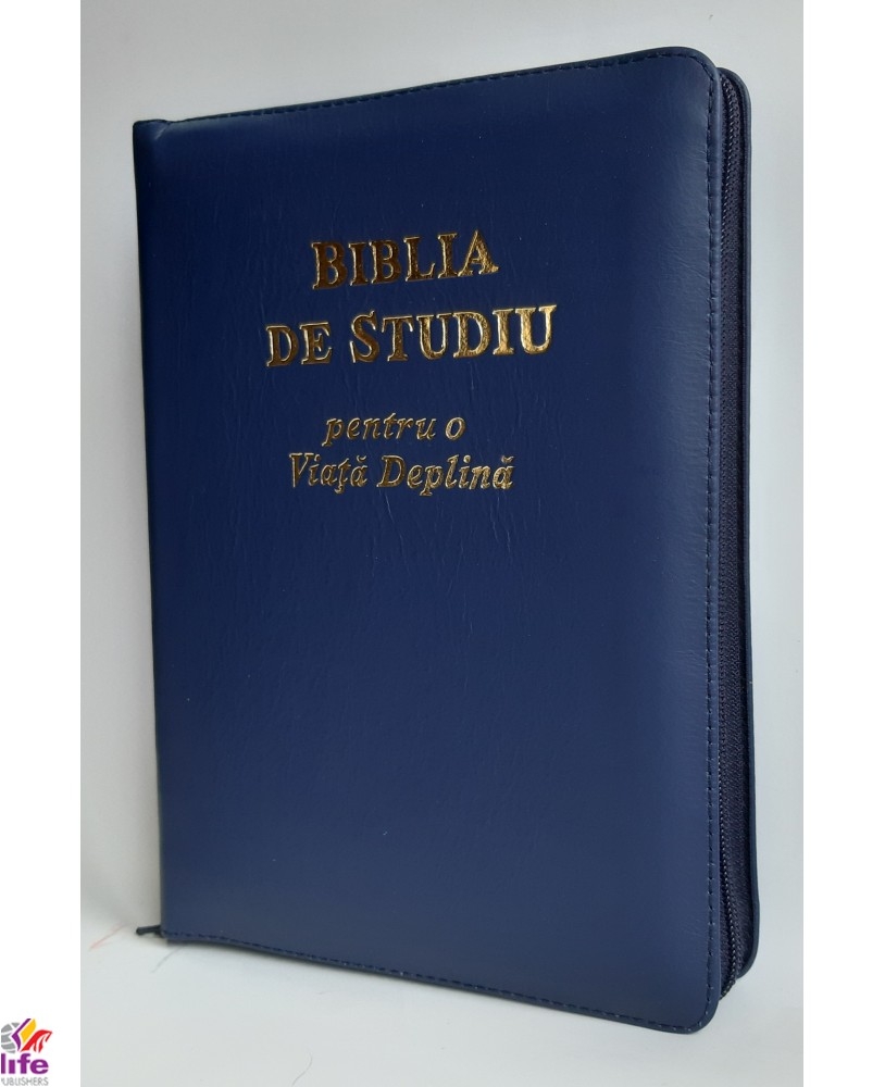 Biblia de studiu pentru o viata deplina, cu concordanta si explicatiii, fermoar, bleumarin, index, margini aurii Biblia de studiu pentru o viata deplina, cu concordanta si explicatiii, fermoar, bleumarin, index, margini aurii