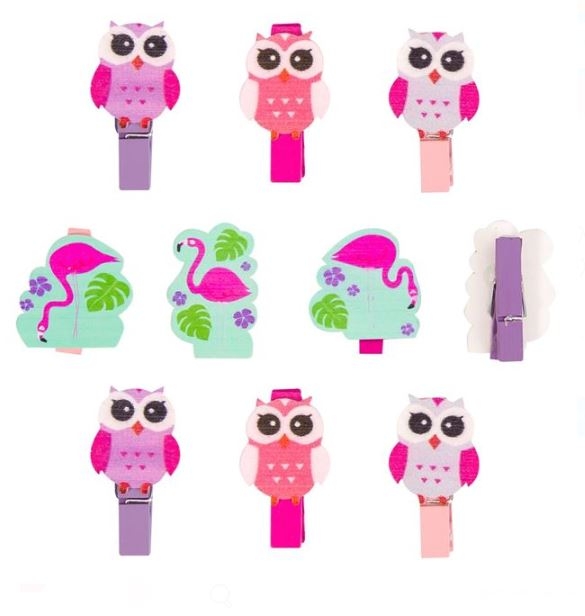 Semne de carte, cleste - Bufnita si Flamingo, 10 buc. Semne de carte, cleste - Bufnita si Flamingo, 10 buc.