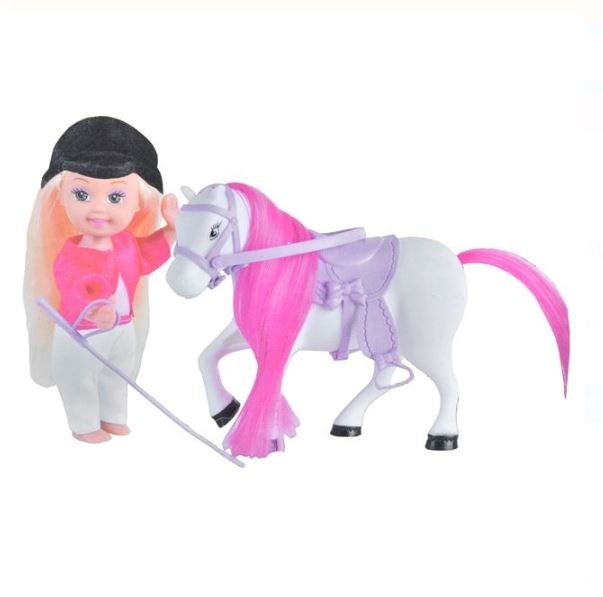 Papusa cu cal alb - Cute girl - Jucarii pentru copii (3+) Papusa cu cal alb - Cute girl - Jucarii pentru copii (3+)