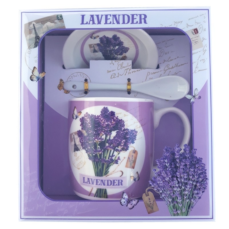 Cana cu capac si lingurita - lavanda Cana cu capac si lingurita - lavanda