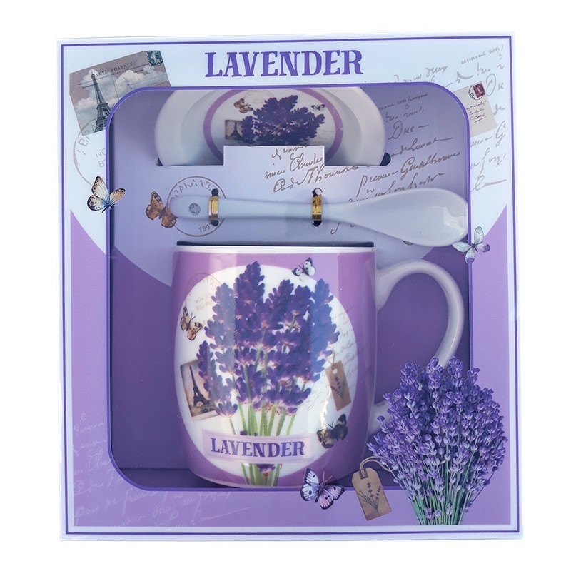 Cana cu capac si lingurita - lavanda Cana cu capac si lingurita - lavanda