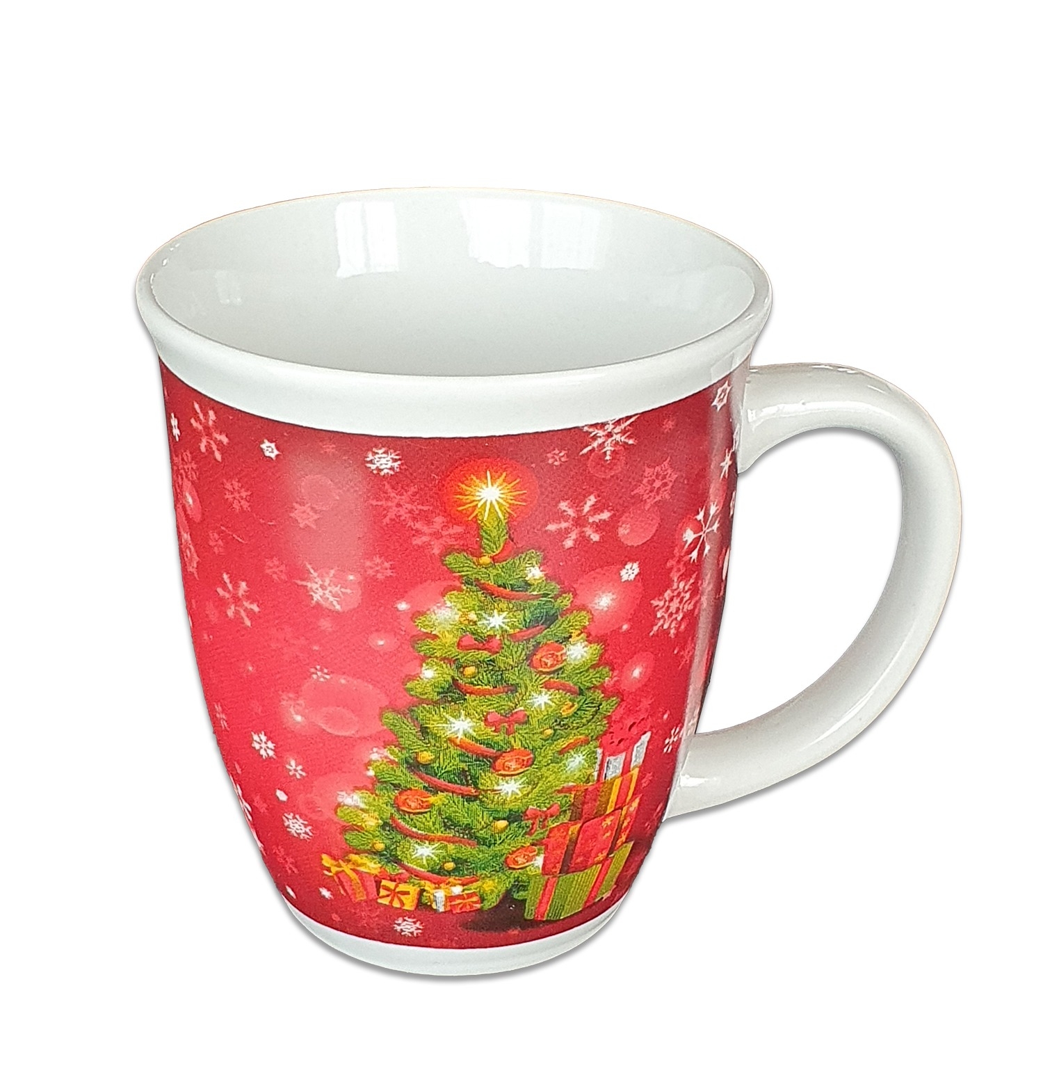 Cană cu motive de Crăciun - Brad și fulgi Cană cu motive de Crăciun - Brad și fulgi