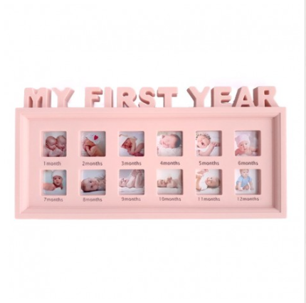 Rama 12 fotografii - My first year - roz pal Rama 12 fotografii - My first year - roz pal