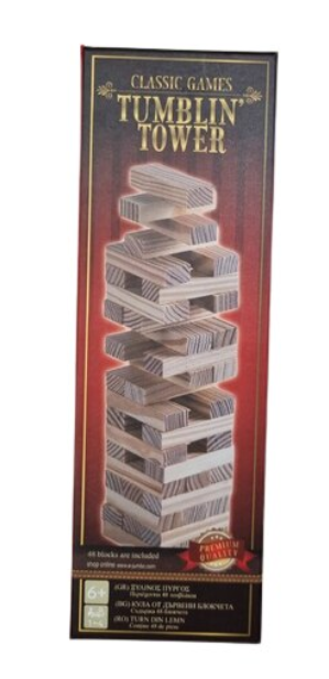 Joc de masa Tumblin Tower pentru familie, lemn, ( 6+) Joc de masa Tumblin Tower pentru familie, lemn, ( 6+)