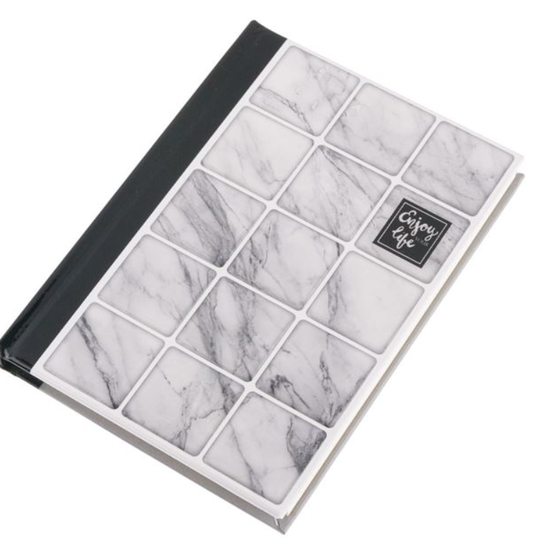 Carnețel, Enjoy your life, cu aspect de marmură gri, A6 Carnețel, Enjoy your life, cu aspect de marmură gri, A6