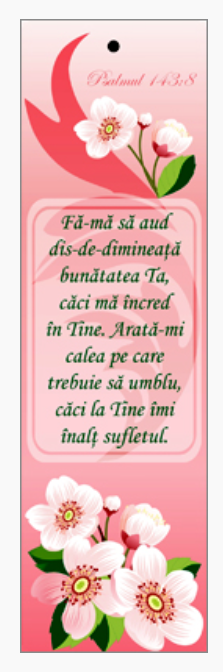 Semn de carte cu panglica roz deschis - verset : "Fa-ma sa aud dis-de-dimineata" [50]