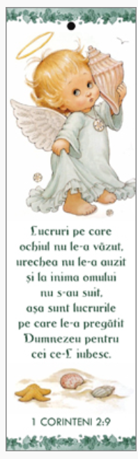Semn de carte cu panglica alba  - verset : ''Lucruri pe care ochiul nu le-a vazut...'' 1 Corinteni 2:9 [16]