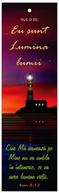 Semn de carte cu panglica magenta  - Eu sunt Lumina lumii