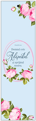 Semn de carte cu panglica albastră  -  Verset:  " Domnul este adăpostul și sprijinul nostru." Psalmul 46:1    [138]