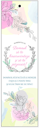 Semn de carte cu panglica roz -   verset:  " Domnul să te binecuvânteze și să te păzească! Domnul să facă să lumineze Fața Lui peste tine și să Se îndure de tine!" Numeri 6:24-25  [148]