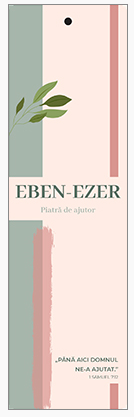 Semn de carte cu panglica roz -   Verset:  EBEN-EZER Piatră de ajutor  " Până aici Domnul ne-a ajutat." 1 Samuel 7:12  [149]