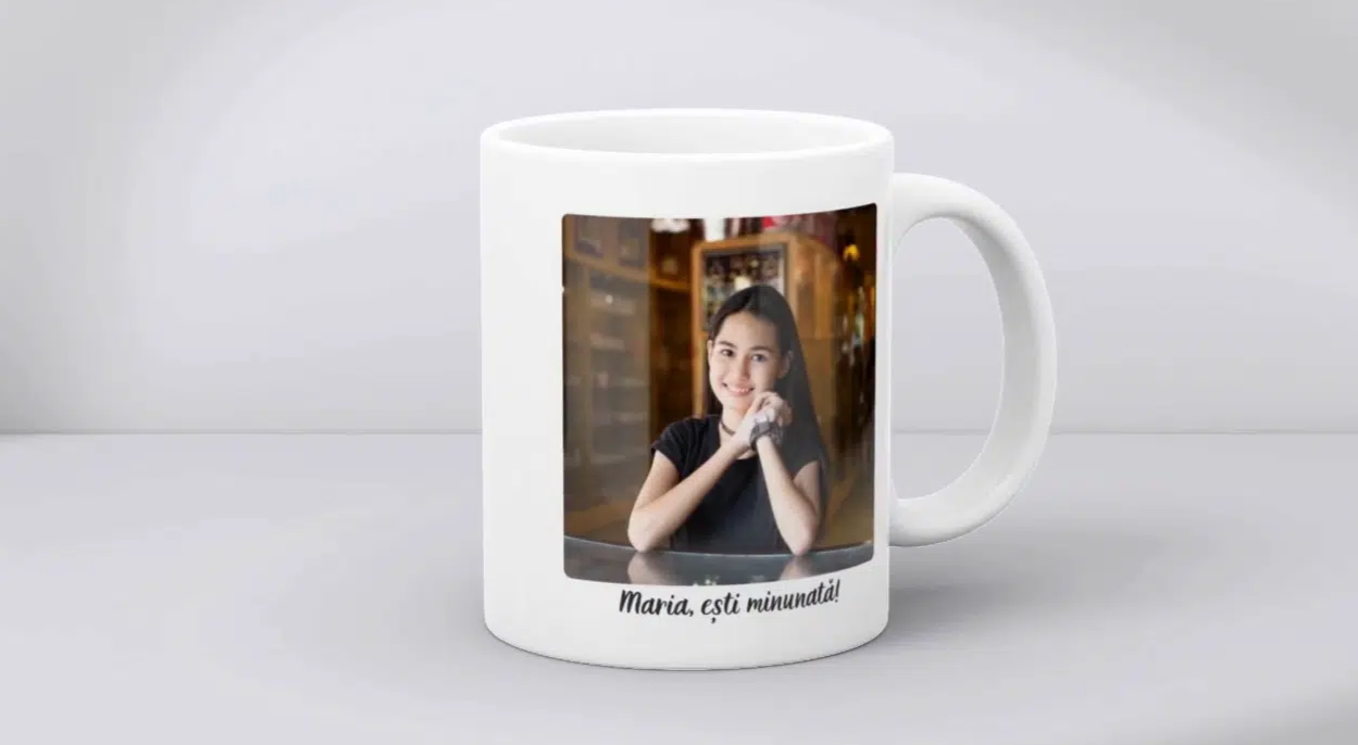 Cană personalizată cu poză și nume – Ești minunată! Cană personalizată cu poză și nume – Ești minunată!