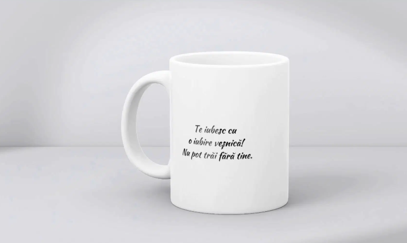 Cană personalizată cu poză și nume – Iubire veșnică Cană personalizată cu poză și nume – Iubire veșnică