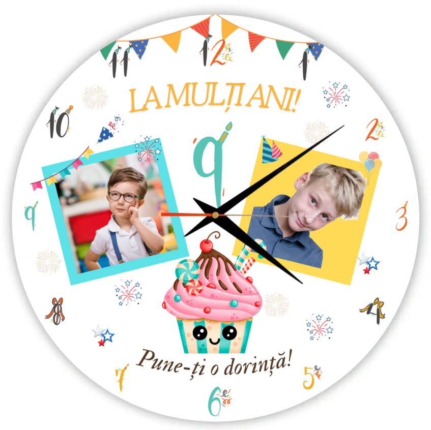 Ceas cadou aniversare copii, personalizat – La mulți ani!