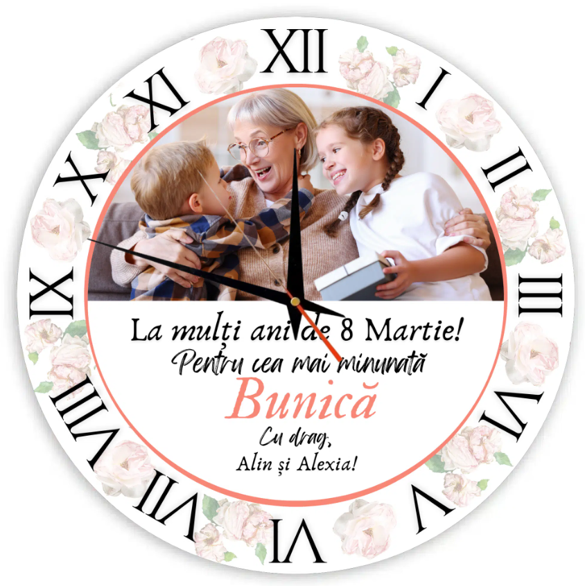 Ceas pentru bunica cu poză și nume – Cea mai minunată bunică