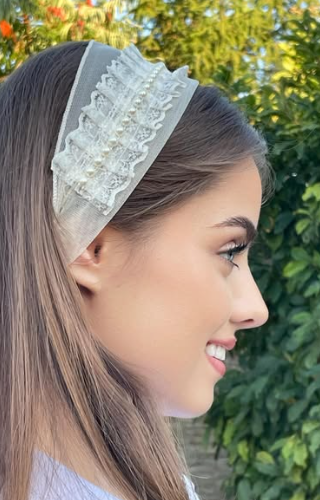 Bentițe cu accesorii cusute manual - alb Bentițe cu accesorii cusute manual - alb