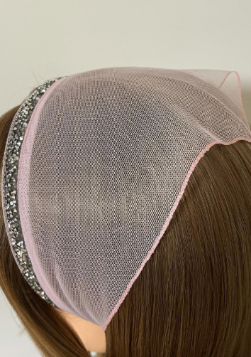 Batic din tul - roz pal cu pietre gri Batic din tul - roz pal cu pietre gri